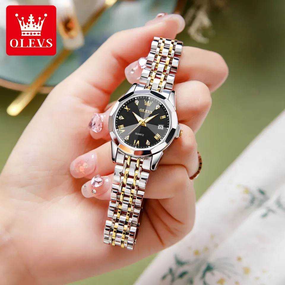 OLEVS 9931 NEW Ladies Date Silver Gold Black